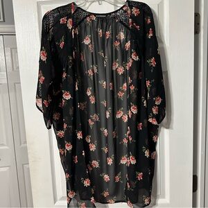 Express Floral Open Front Sheer Kimono